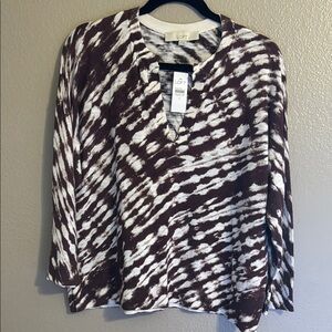 LOFT Brown and White Women's Top